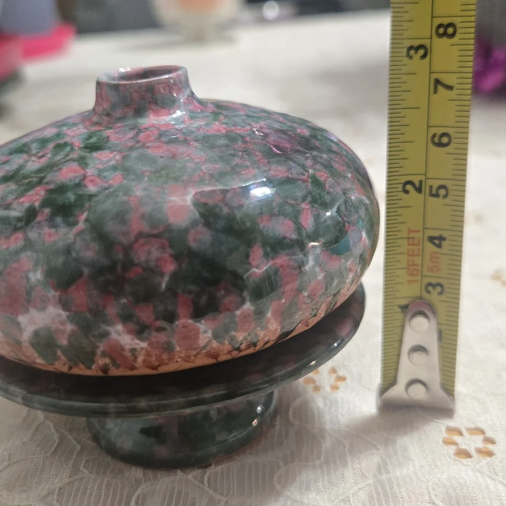 Artistic Pink and Green Ceramic Bowl - Picture 7 of 10